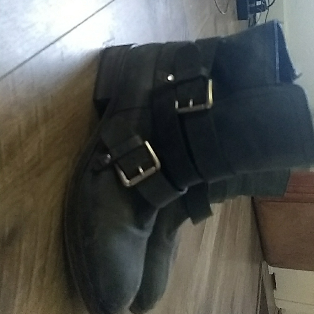 Black leather ankle boots